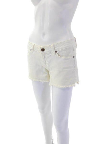 Paige Denim Womens Cotton Cut-Off Frayed Hem Zip Fly Denim Shorts White Size 27