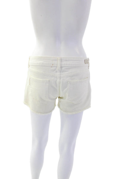 Paige Denim Womens Cotton Cut-Off Frayed Hem Zip Fly Denim Shorts White Size 27