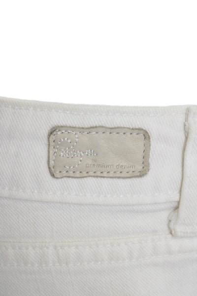 Paige Denim Womens Cotton Cut-Off Frayed Hem Zip Fly Denim Shorts White Size 27