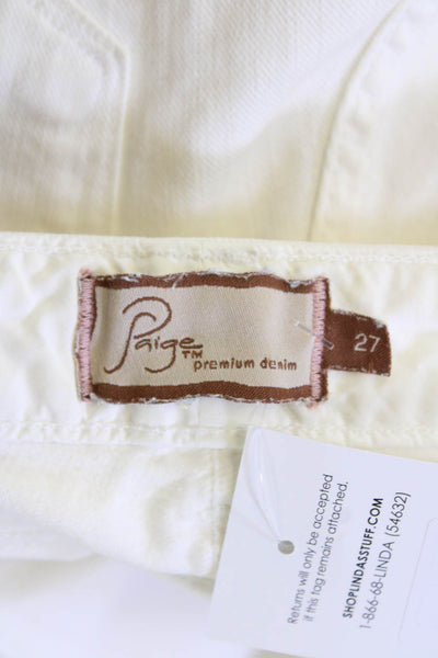 Paige Denim Womens Cotton Cut-Off Frayed Hem Zip Fly Denim Shorts White Size 27