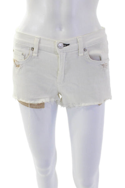 Rag & Bone Womens Cotton Cut-Off Distressed Zip Fly Denim Jeans White Size 26