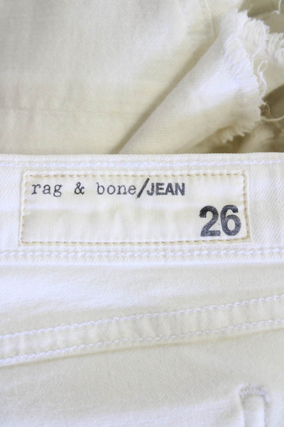 Rag & Bone Womens Cotton Cut-Off Distressed Zip Fly Denim Jeans White Size 26