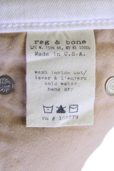 Rag & Bone Womens Cotton Cut-Off Distressed Zip Fly Denim Jeans White Size 26