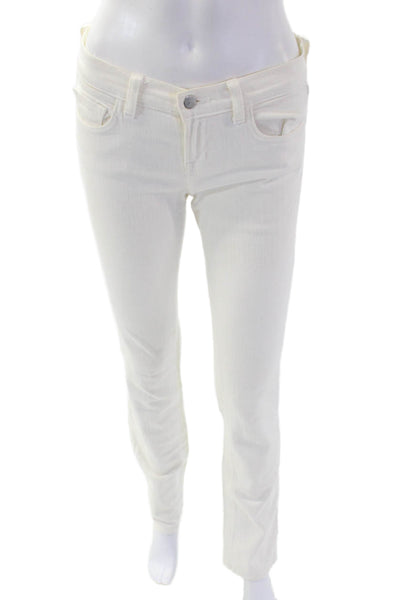 J Brand Womens Cotton Classic Straight Leg Zip Fly Skinny Jeans White Size 25
