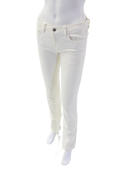J Brand Womens Cotton Classic Straight Leg Zip Fly Skinny Jeans White Size 25