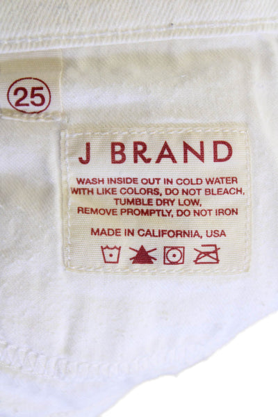 J Brand Womens Cotton Classic Straight Leg Zip Fly Skinny Jeans White Size 25