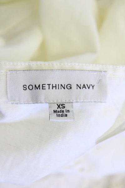 Something Navy Womens Cotton Embroidered Print Long Sleeve Blouse White Size XS