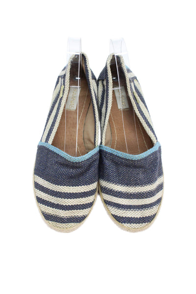 Kaanas Womens Striped Print Slip On Casual Espadrille Flats Blue Size 7