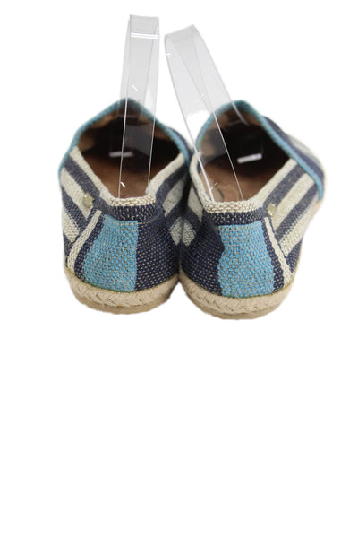 Kaanas Womens Striped Print Slip On Casual Espadrille Flats Blue Size 7