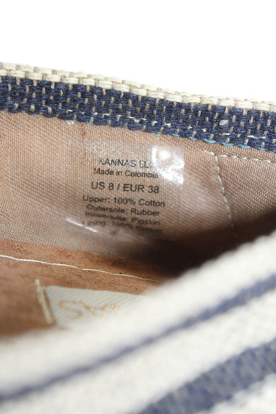 Kaanas Womens Striped Print Slip On Casual Espadrille Flats Blue Size 7
