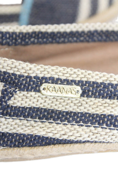 Kaanas Womens Striped Print Slip On Casual Espadrille Flats Blue Size 7