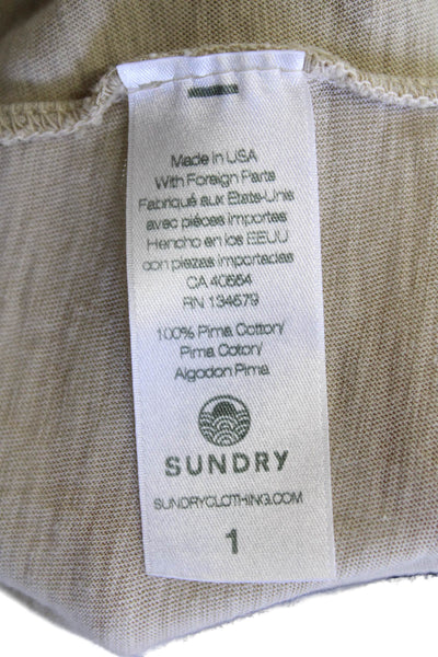Sundry Womens Cotton Short Sleeve Heart Embroidered T Shirt Beige Size 1