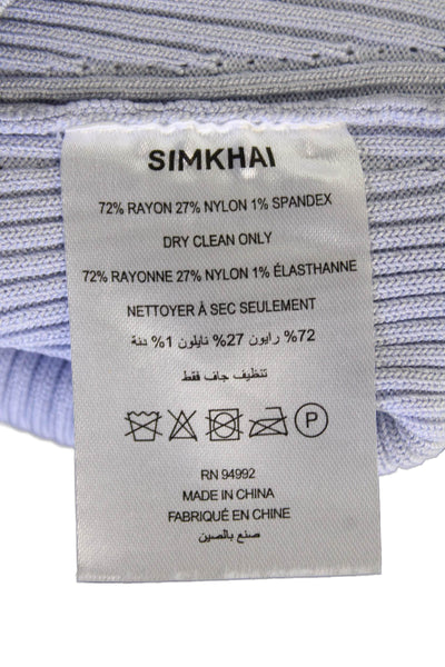 Simkhai Womens Sleeveless Sweetheart V Neck Ribbed Crop Top Blue Haze Size XS