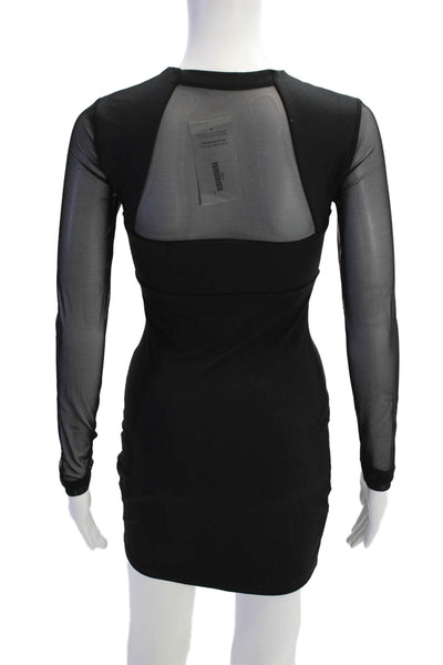 Susana Monaco Womens Mesh Crew Long Sleeve Dress - Black Size XS