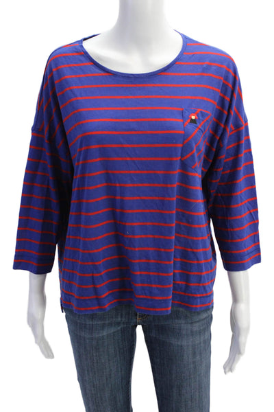 Sonia Rykiel Women's Round Neck Short Sleeves Multicolor Striped T-Shirt Size L