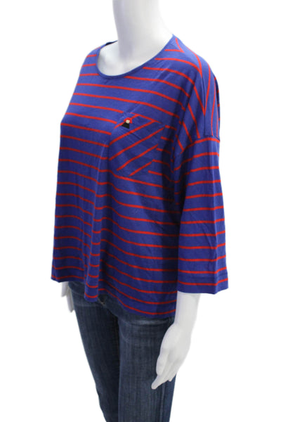 Sonia Rykiel Women's Round Neck Short Sleeves Multicolor Striped T-Shirt Size L