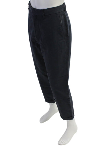 Everlane Mens Zipper Fly Straight Leg Pleated Cuffed Trouser Pants Navy Size 34