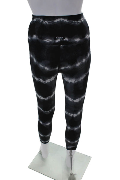 K-Deer Womens Tie Dye Print Pull On Leggings Black White Size Extra Small
