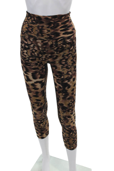 K-Deer Womens Animal Print Pull On Leggings Brown Black Size Extra Small