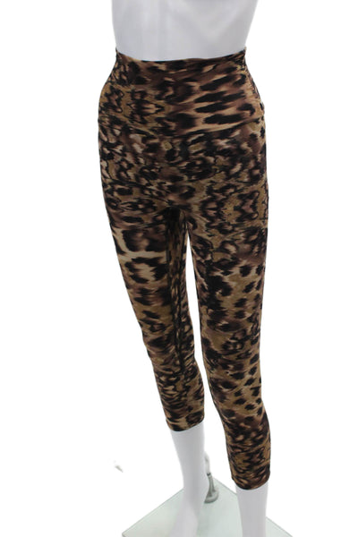 K-Deer Womens Animal Print Pull On Leggings Brown Black Size Extra Small