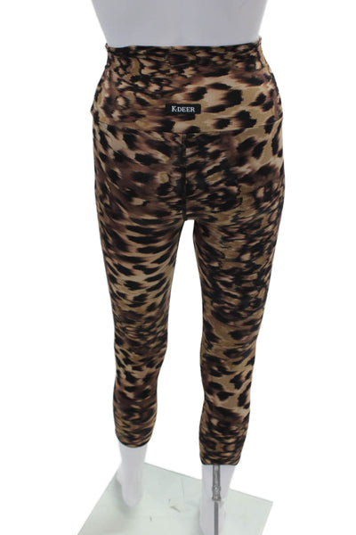 K-Deer Womens Animal Print Pull On Leggings Brown Black Size Extra Small