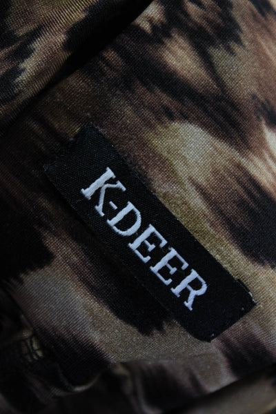 K-Deer Womens Animal Print Pull On Leggings Brown Black Size Extra Small