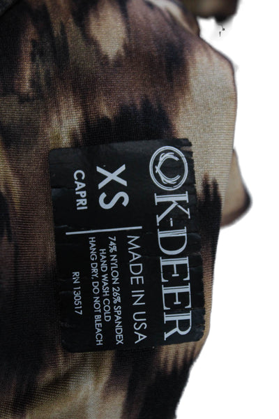 K-Deer Womens Animal Print Pull On Leggings Brown Black Size Extra Small