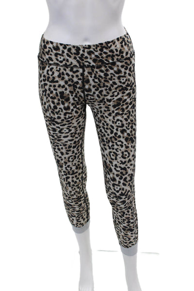 The Upside Womens Animal Print High Rise Pull On Leggings Brown Black Size 4