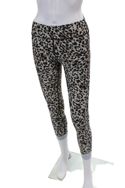 The Upside Womens Animal Print High Rise Pull On Leggings Brown Black Size 4