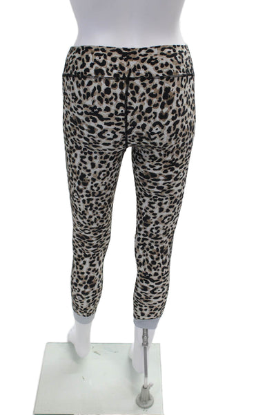The Upside Womens Animal Print High Rise Pull On Leggings Brown Black Size 4