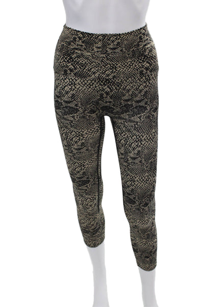 K-Deer Womens Snakeskin Print Pull On Leggings Light Brown Black Size Extra Smal