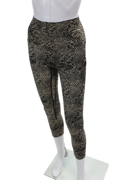 K-Deer Womens Snakeskin Print Pull On Leggings Light Brown Black Size Extra Smal