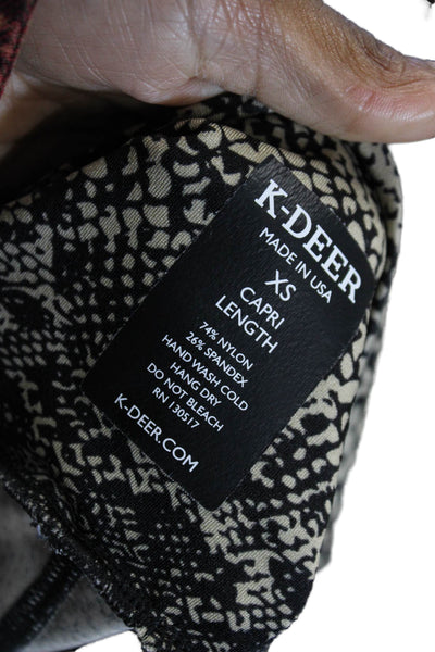 K-Deer Womens Snakeskin Print Pull On Leggings Light Brown Black Size Extra Smal