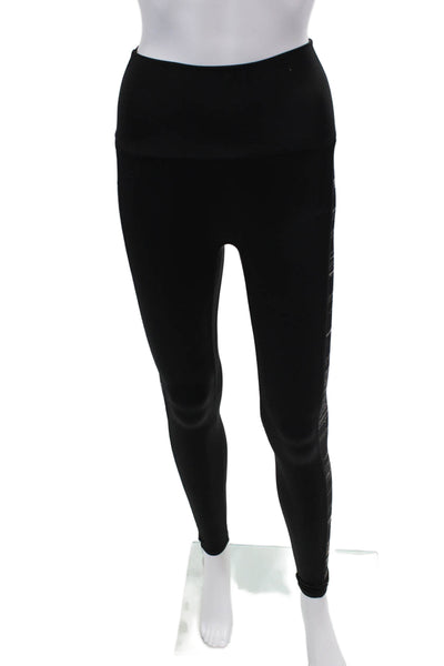 K-Deer Womens Striped Sides Pull On Leggings Black Beige Size Extra Small