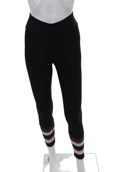 The Upside Womens Striped Bottom Pull On High Rise Leggings Black Size 4