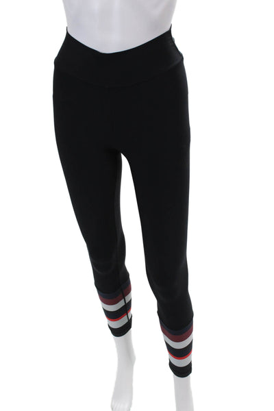 The Upside Womens Striped Bottom Pull On High Rise Leggings Black Size 4