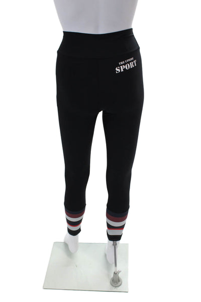 The Upside Womens Striped Bottom Pull On High Rise Leggings Black Size 4
