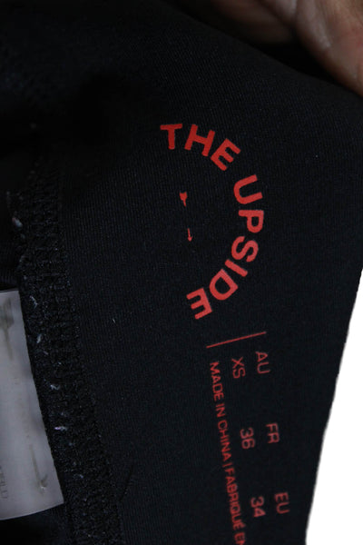 The Upside Womens Striped Bottom Pull On High Rise Leggings Black Size 4
