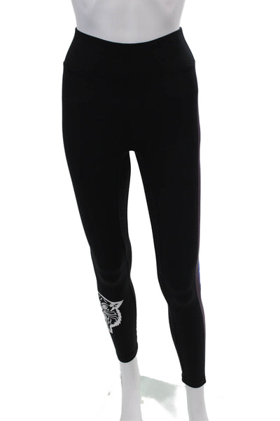 All Access Womens Striped Sides Pull On Leggings Black Size Extra Small