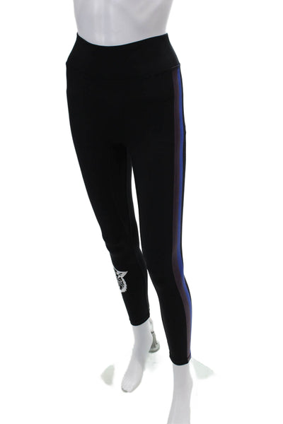 All Access Womens Striped Sides Pull On Leggings Black Size Extra Small