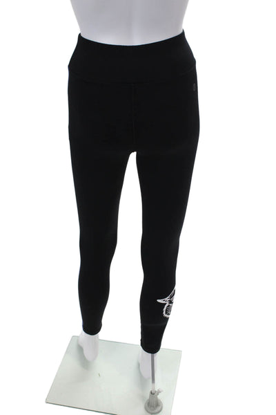 All Access Womens Striped Sides Pull On Leggings Black Size Extra Small
