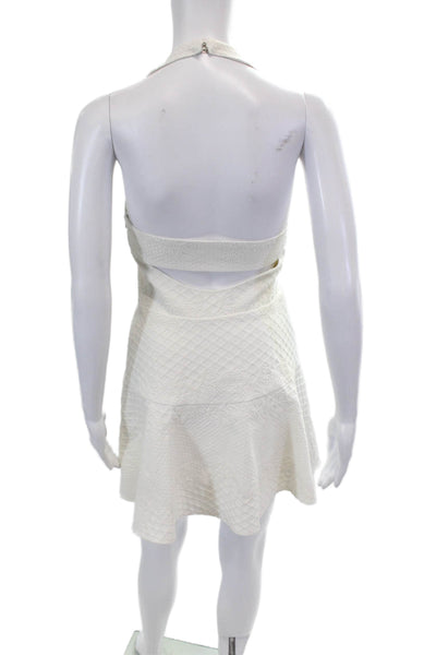 Parker Womens Paisley Print Halter Neck Sleeveless Dress White Size Extra Small