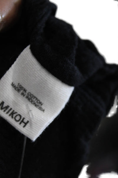 Mikoh Womens Tie Shoulders Sleeveless V Neck Pullover Tank Top Black Cotton Size