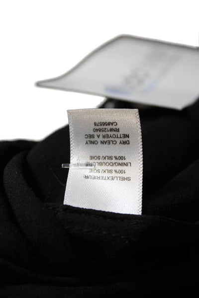 Intermix Womens Silk Pearl V Neck Button Down Blouse Black White Size Petite