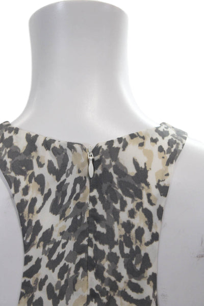 Joie Womens Silk Animal Print Sleeveless Tank Top Grey Beige Size Extra Small