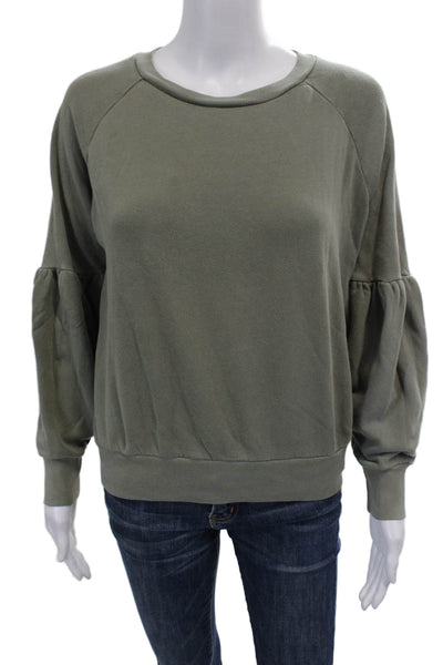 LNA Womens Puffy Long Sleeves Crew Neck Sweatshirt Green Size Extra Small