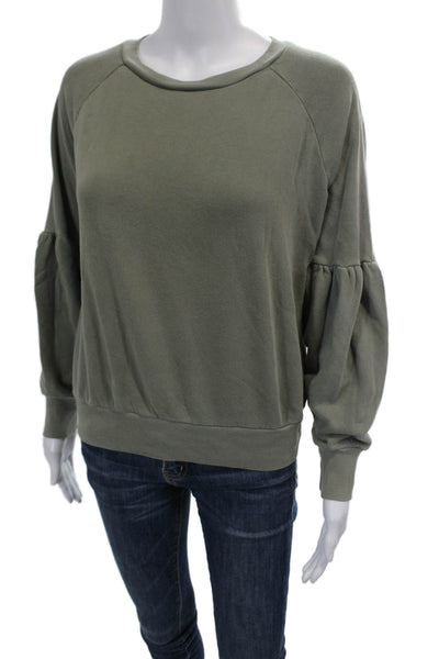 LNA Womens Puffy Long Sleeves Crew Neck Sweatshirt Green Size Extra Small