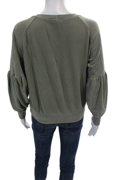 LNA Womens Puffy Long Sleeves Crew Neck Sweatshirt Green Size Extra Small