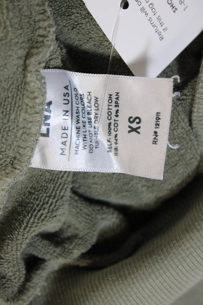 LNA Womens Puffy Long Sleeves Crew Neck Sweatshirt Green Size Extra Small
