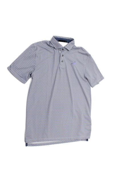 Grayson Childrens Boys Printed Short Sleeves Polo Shirt White Lavender Size 12-1